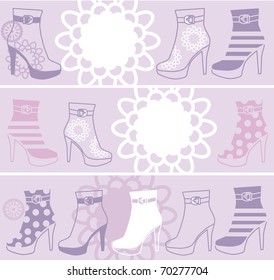 set from 3 baners with fashionable womanish boots