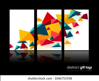 Set of 3 banner design templates with abstract polygonal objects.