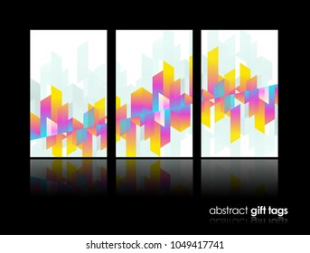 Set of 3 banner design templates with abstract polygonal objects.