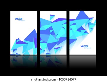 Set of 3 banner design templates with abstract polygonal objects.