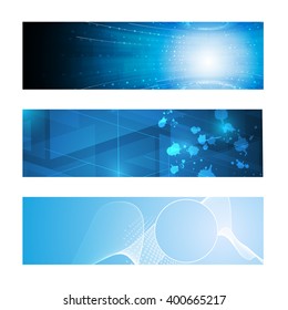 set of 3 banner technology innovation concept design