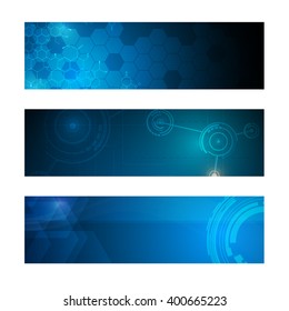 Set Of 3 Banner Technology Innovation Concept Design