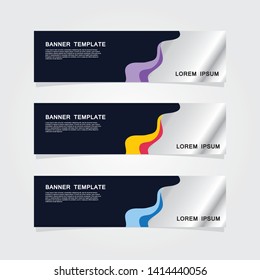 Set of 3 banner template. Modern flat blue, orange, purple color web banner design.