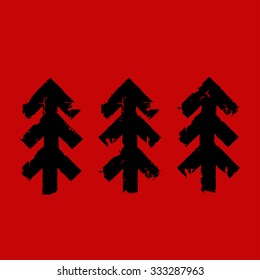 set of 3 black christmas trees
