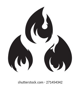 Set of 3 black fires for design or tattoo 