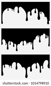 Conjunto de 3 goteos de pintura negra. Ilustración vectorial para su diseño.