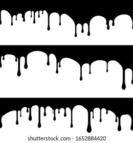 Set of 3 black paint drips. Vector illustration for your design.