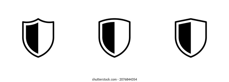 Set of 3 black shield icons.