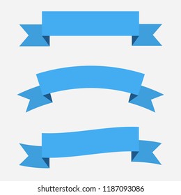 Set of 3 blue ribbons banners. Vector template.