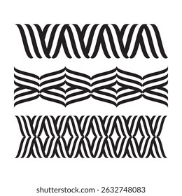 Set of 3 bold black abstract vector patterns, perfect for textile, wallpaper, or branding backgrounds.