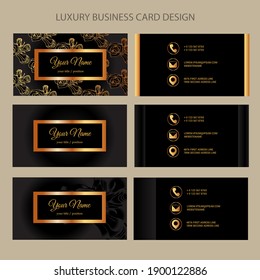 Mit 3 Vorlage für Visitenkarten festlegen. Elegantes goldenes Design. 