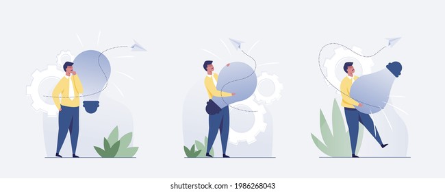 Set 3 Businessman with an idea. illustration Vector