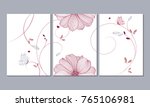 A set of 3 canvases for wall decoration in the living room, office, bedroom, kitchen, office. Home decor of the walls. Floral background with flowers of dahlias. Element for design. 