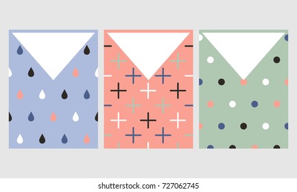 Set of 3 card template. Modern graphic background can be used as cover for booklet, brochure, leaflet, handout, annual report. Trendy business or marketing advertisement graphic design.