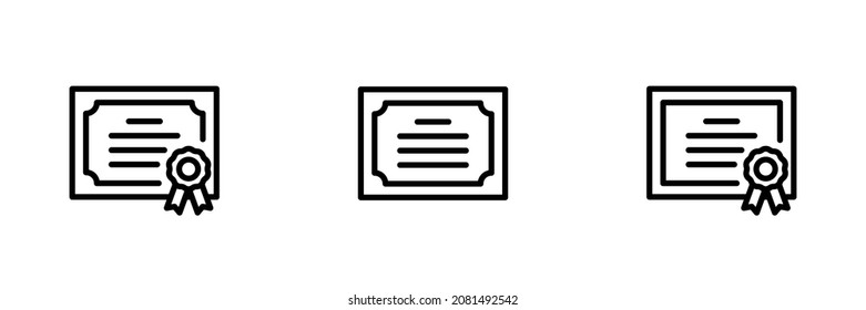 Set of 3 certificate icons on white background.