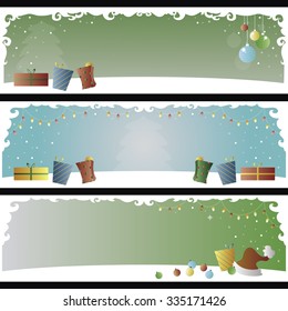 set of 3 Christmas banners in editable vector file