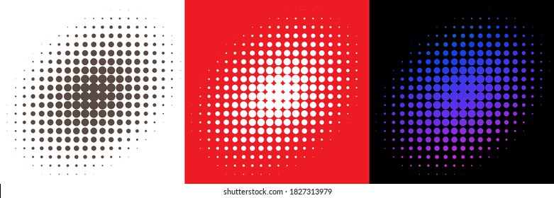 Set of 3 Circles in Retro Halftone Style. Halftone Dot Pattern. Vector Illustration. Colorful.