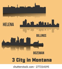 Set of 3 city in Montana ( Helena, Billings, Bozeman )