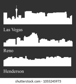 Set of 3 city silhouette in Nevada ( Las Vegas, Reno, Henderson )