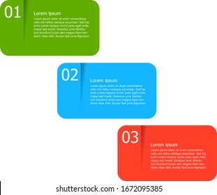Set 3 color banners with numbers and space for text