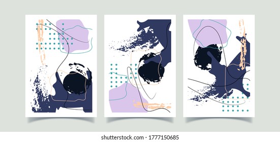 Set Of 3 Colorful Abstract Background With Brush