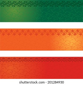 Set of 3 colorful Indian henna design banners