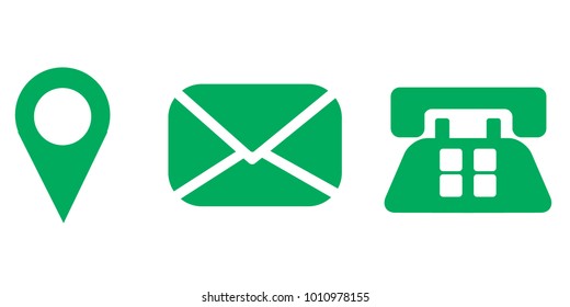 Set of 3 contact icons: address, phone number and e-mail.