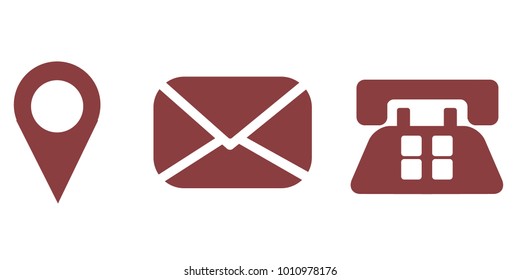Set of 3 contact icons: address, phone number and e-mail.
