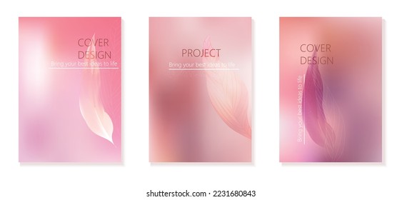 Set von 3 Titelvorlagen mit hellen Farbverlauf-Hintergründen im modernen Stil. Für Broschüren, Broschüren, Branding, Social Media und andere Projekte. Fügen Sie einfach Ihren Titel und Ihre Beschreibung hinzu.