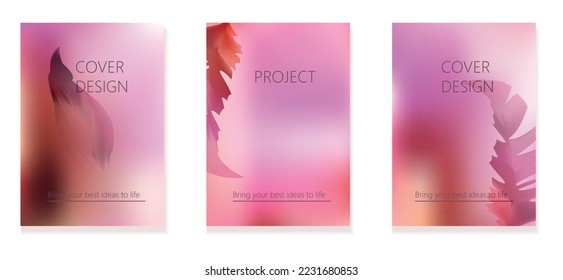 Set of 3  cover templates with bright gradient backgrounds in modern style. For brochures, booklets, branding, social media and other projects. Just add your title and description.