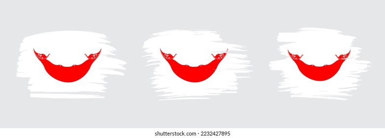 Set of 3 creative brush flag of Easter Island with grungy stroke effect. Modern brush flags collection.