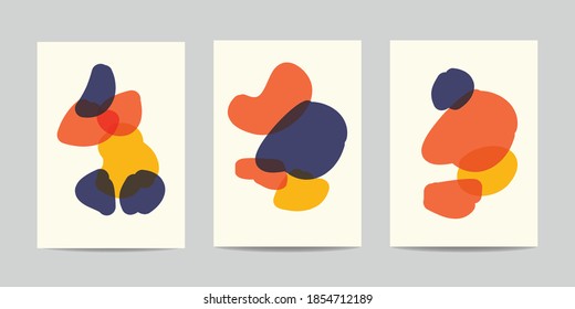 Set of 3 creative minimalist abstract illustrations for wall decoration, postcard or brochure design