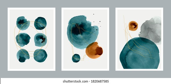 Set of 3 creative minimalist hand painted illustrations for wall decoration, postcard or brochure design. Vector EPS10. - Shutterstock ID 1820687585