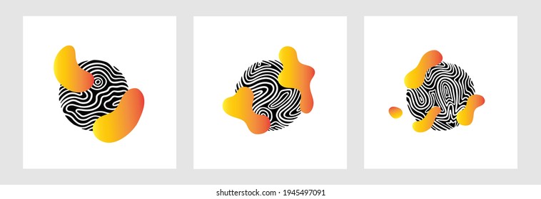 Set of 3 creative minimalist hand painted illustrations for wall decoration, postcard or brochure design.Vector EPS10.Abstract circle Art for print, cover, wallpaper, Minimal and natural wall poster