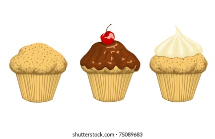 set of 3 cup cakes