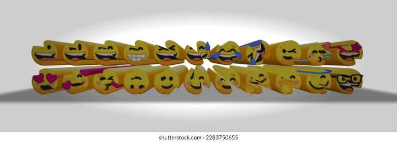 Set of 3 d emoji expressions of happy,smile,happy,love,shy,crying.