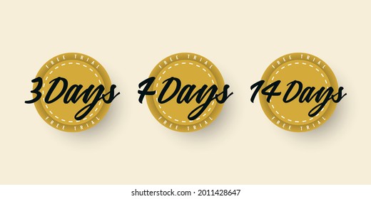 Set 3 days, 7 days, 14 Days free trial template design