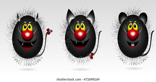 Set of 3 different emoticons.