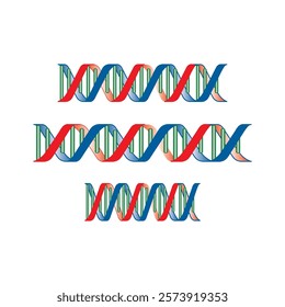 Set of 3 DNA strand icons- double helix - simple schematic illustration.