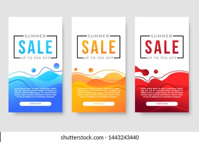 Set of 3 dynamic modern fluid design for mega sale banners. Sale banner template design, social media banner template, voucher, discount, season sale