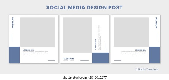 Set of 3 Editable Template Social Media Instagram Design Post with Modern n Minimalist Style. Suitable for Post, Presentation, Promotion Product, Fashion, Ads, Advertising, Background, Page, etc