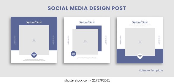 Set of 3 Editable Template Social Media Instagram Design Post with Rectangle Frame and Blue Theme.
Suitable for Post, Sale Banner, Promotion, Ads, Advertising, Fashion, Beauty, Furniture