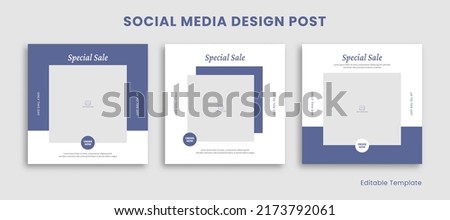 Set of 3 Editable Template Social Media Instagram Design Post with Rectangle Frame and Blue Theme.
Suitable for Post, Sale Banner, Promotion, Ads, Advertising, Fashion, Beauty, Furniture