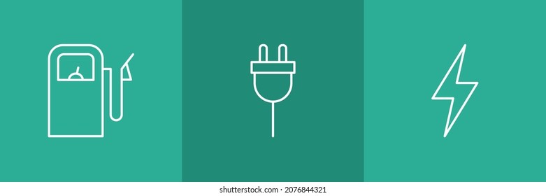 Set of 3 electric icons on green background.