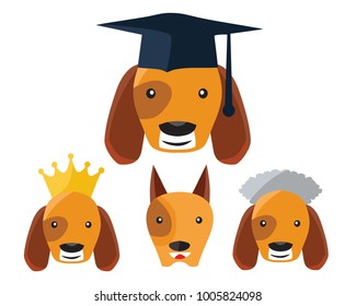 Set of 3 face dog emoticon