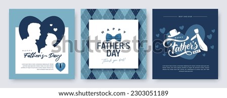 Set of 3 Father's day vector illustration, design element for greeting card, poster, banner and flyer.