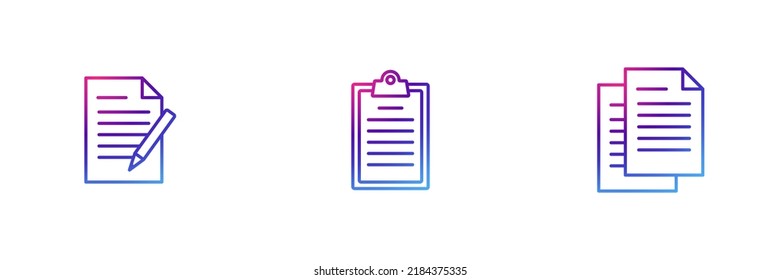 Set of 3 files icon with purple gradient effect.
