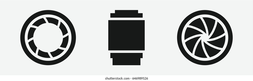 Set of 3 filled apertureicons