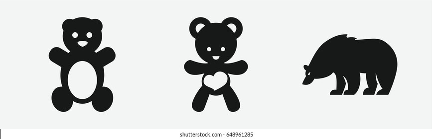 Set of 3 filled bear icons