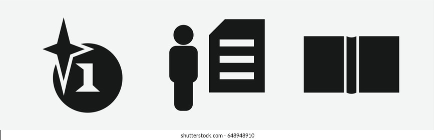 Set of 3 filled bookicons